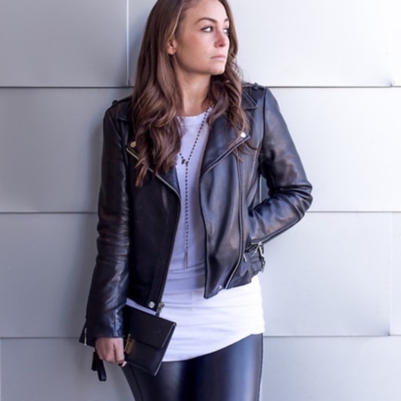 Michael Kors Leather Moto Jacket Black Medium - Picture 1 of 16